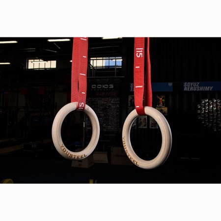 Купить Кольца гимнастические 32 мм красные стропы в Верхняятуре 
