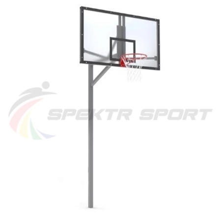 Купить Стойка баскетбольная уличная упрощенная со щитом из оргстекла, кольцом и сеткой SP D 412 в Верхняятуре 