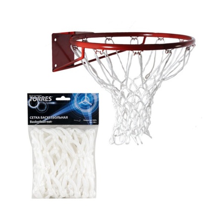 Купить Сетка баскетбольная Torres, нить 6 мм, белая в Верхняятуре 