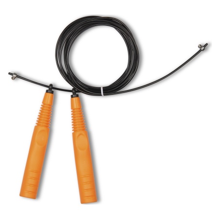 Купить Скакалка высокооборотная Кроссфит стальной шнур в оплетке 2.9 м чёрно-оранжевая в Верхняятуре 